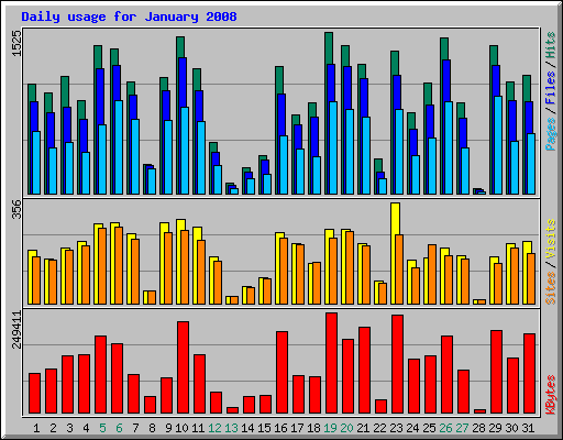 Daily usage for January 2008