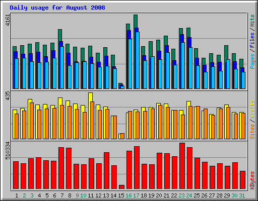 Daily usage for August 2008