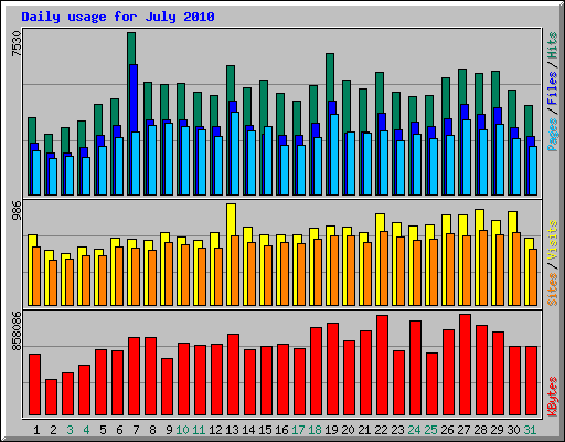 Daily usage for July 2010