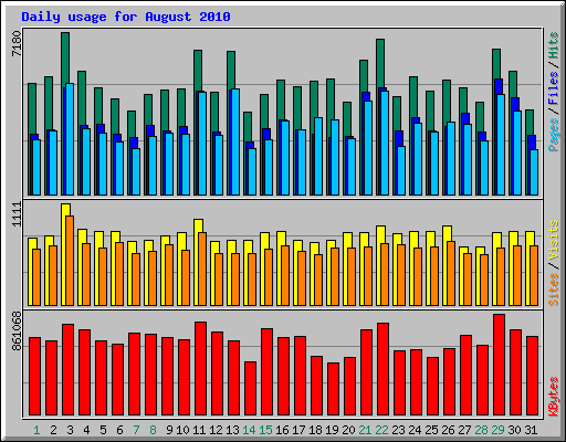 Daily usage for August 2010