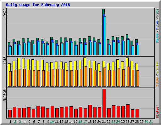 Daily usage for February 2013