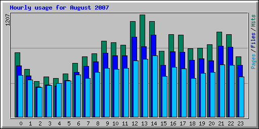 Hourly usage for August 2007