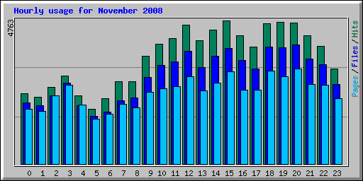 Hourly usage for November 2008