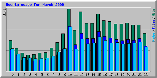 Hourly usage for March 2009